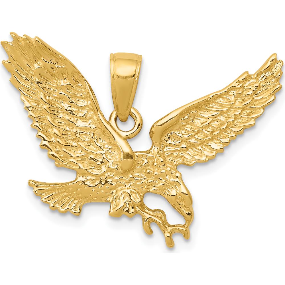 10K Yellow Gold Polished Solid Eagle Pendant - 19mm x 29mm