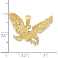 10K Yellow Gold Polished Solid Eagle Pendant - 19mm x 29mm