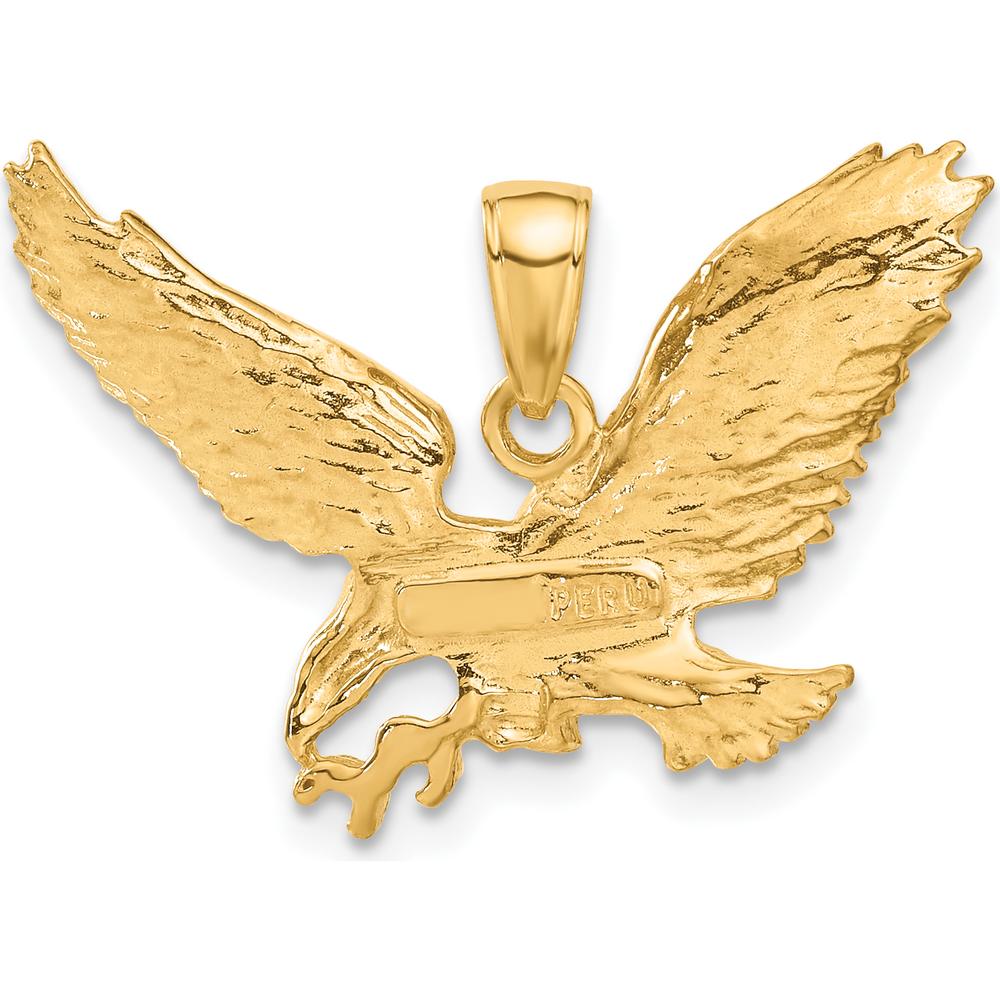 10K Yellow Gold Polished Solid Eagle Pendant - 19mm x 29mm