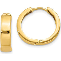 10K Yellow Gold Polished Square Hinged Hoop Earrings - 15mm Length