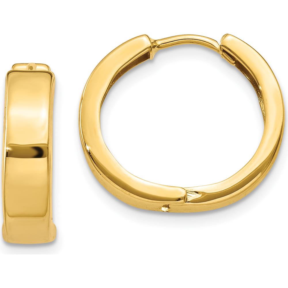 10K Yellow Gold Polished Square Hinged Hoop Earrings - 15mm Length