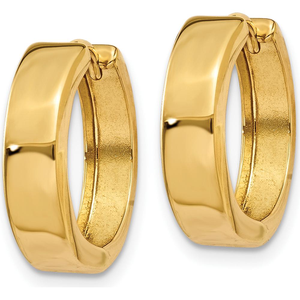 10K Yellow Gold Polished Square Hinged Hoop Earrings - 15mm Length