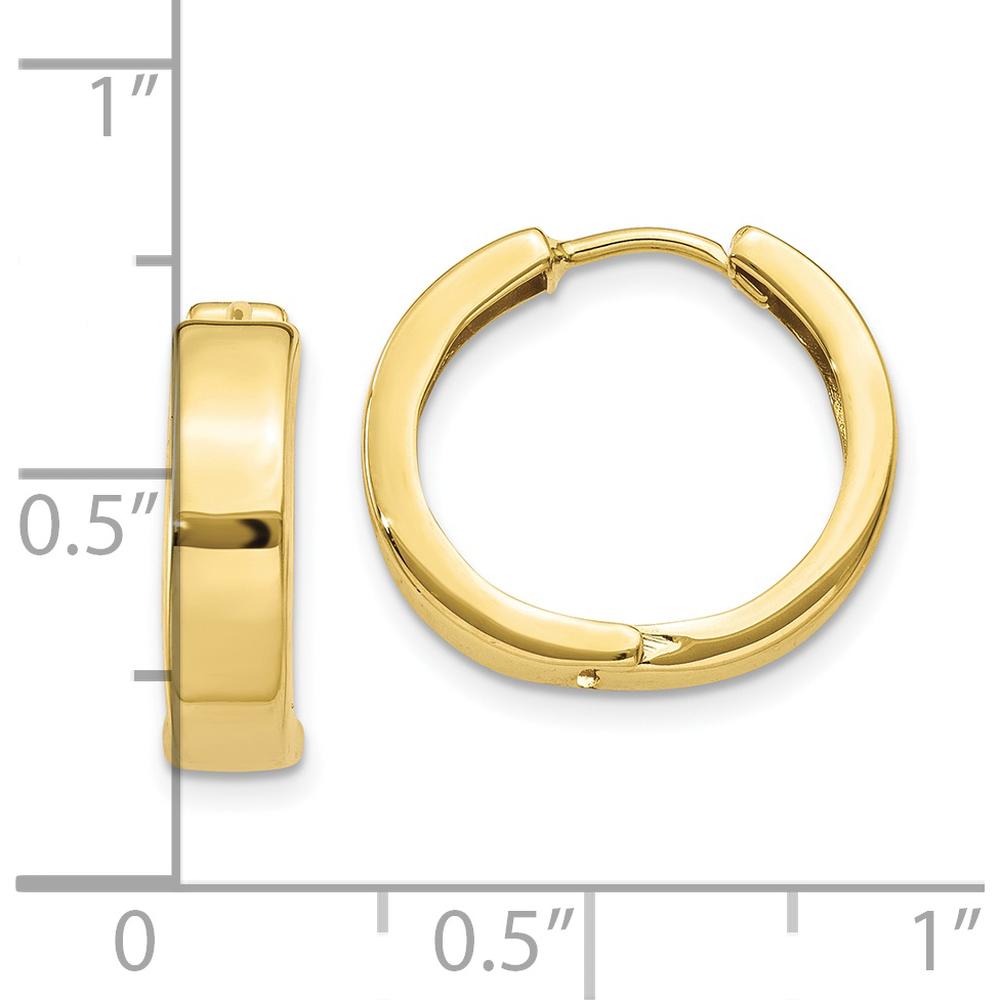 10K Yellow Gold Polished Square Hinged Hoop Earrings - 15mm Length
