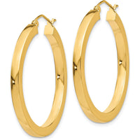 10K Yellow Gold Polished Square Hoop Earrings - 35mm