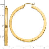10K Yellow Gold Polished Square Hoop Earrings - 45mm Length