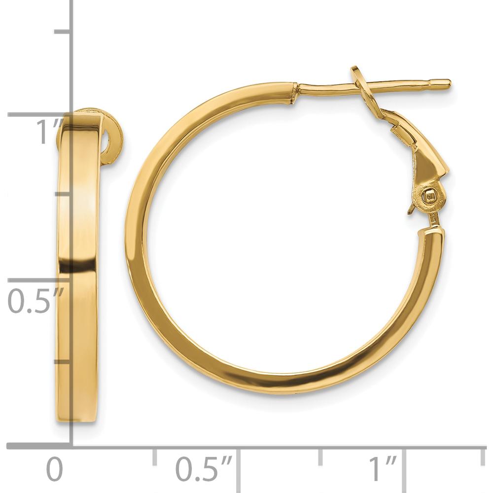 10K Yellow Gold Polished Square Tube Round Hoop Earrings - 24.25mm Length