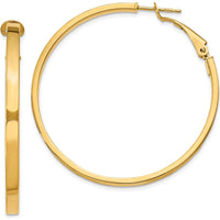 10K Yellow Gold Polished Square Tube Round Hoop Earrings - 45.75mm Length