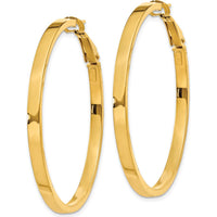 10K Yellow Gold Polished Square Tube Round Hoop Earrings - 45.75mm Length