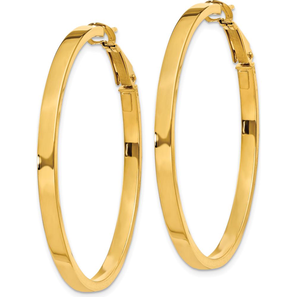 10K Yellow Gold Polished Square Tube Round Hoop Earrings - 45.75mm Length