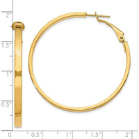 10K Yellow Gold Polished Square Tube Round Hoop Earrings - 45.75mm Length