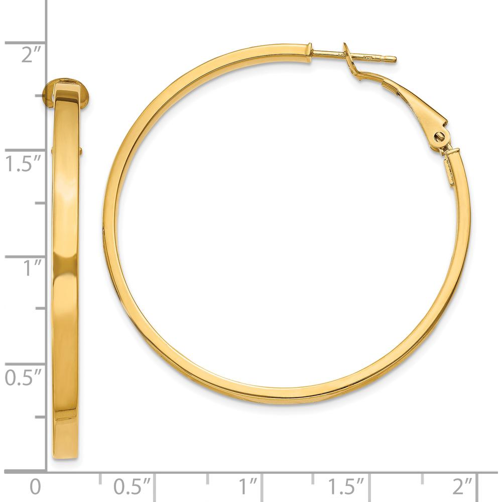 10K Yellow Gold Polished Square Tube Round Hoop Earrings - 45.75mm Length