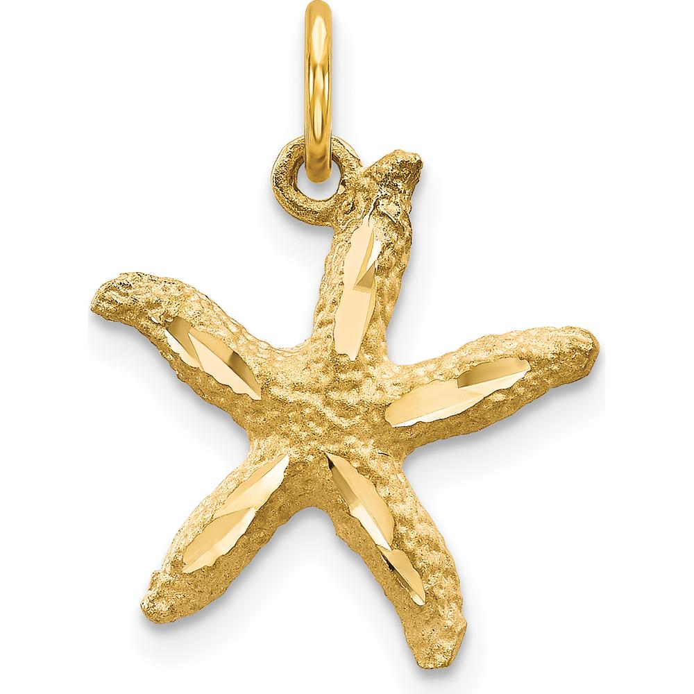 10K Yellow Gold Polished Starfish Charm Pendant - 20mm Length