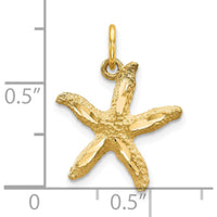 10K Yellow Gold Polished Starfish Charm Pendant - 20mm Length