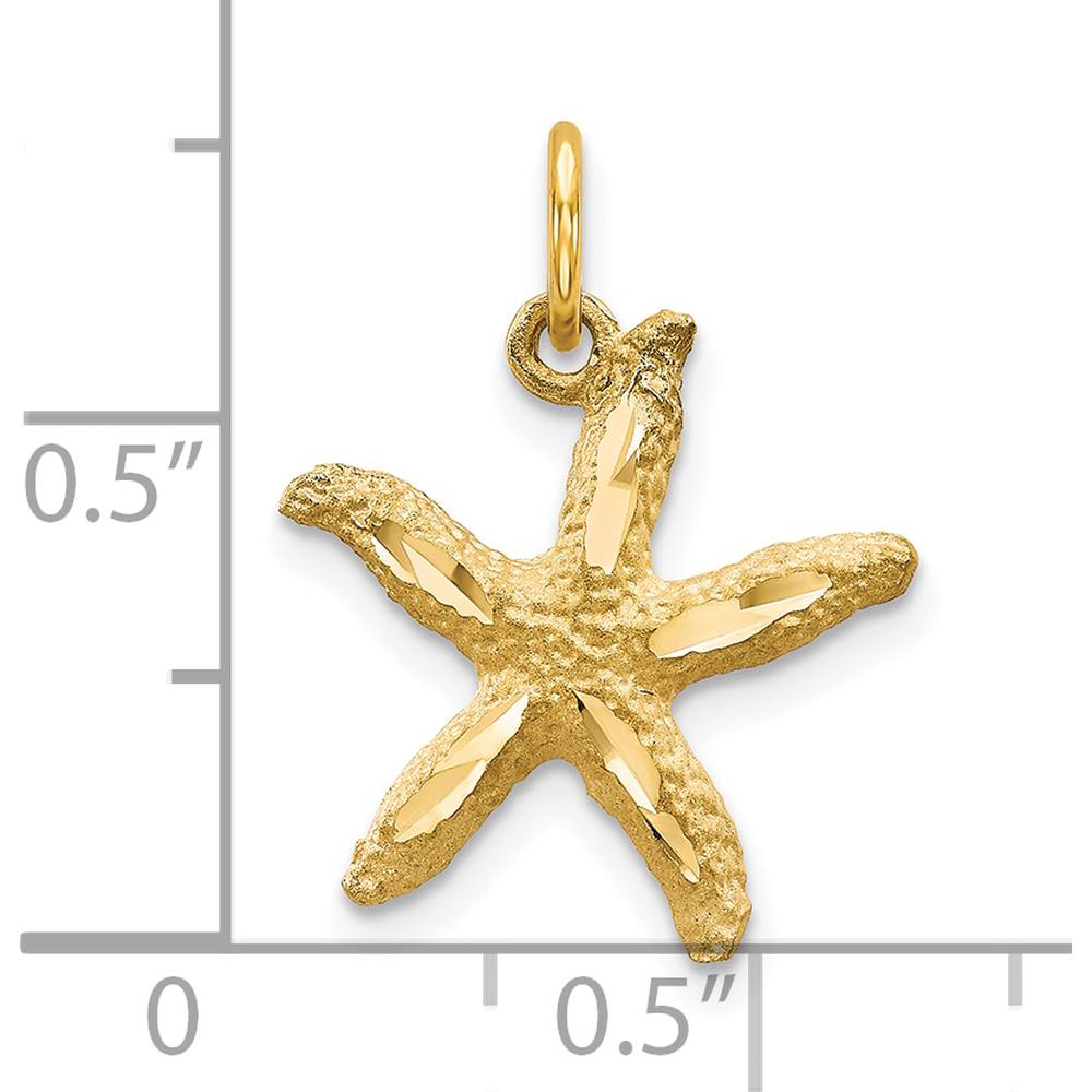 10K Yellow Gold Polished Starfish Charm Pendant - 20mm Length