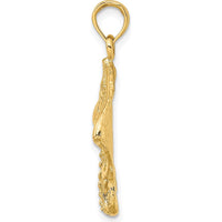 10K Yellow Gold Polished Stingray Charm Pendant with Textured Finish - 21.8mm Length