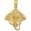 10K Yellow Gold Polished Stingray Pendant Charm
