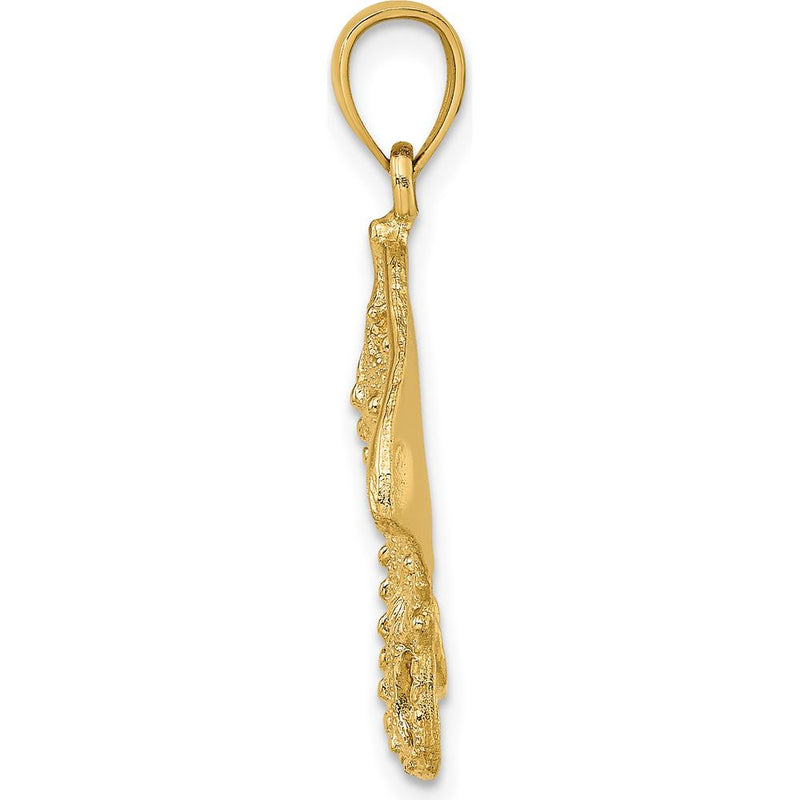 10K Yellow Gold Polished Stingray Pendant Charm