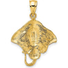10K Yellow Gold Polished Stingray Pendant Charm