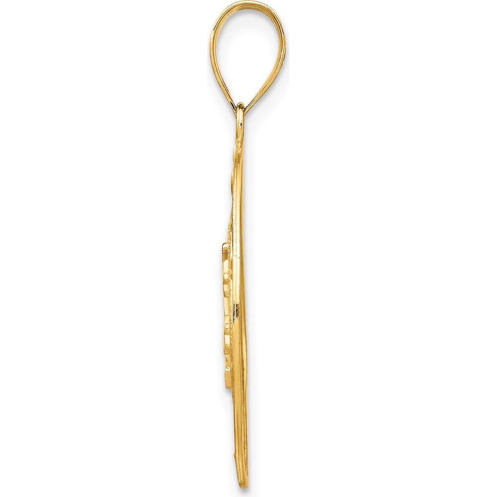 10K Yellow Gold Polished Sun with Moon & Star Pendant - 31mm Length, 22mm Width