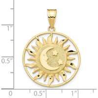 10K Yellow Gold Polished Sun with Moon & Star Pendant - 31mm Length, 22mm Width