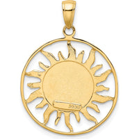 10K Yellow Gold Polished Sun with Moon & Star Pendant - 31mm Length, 22mm Width