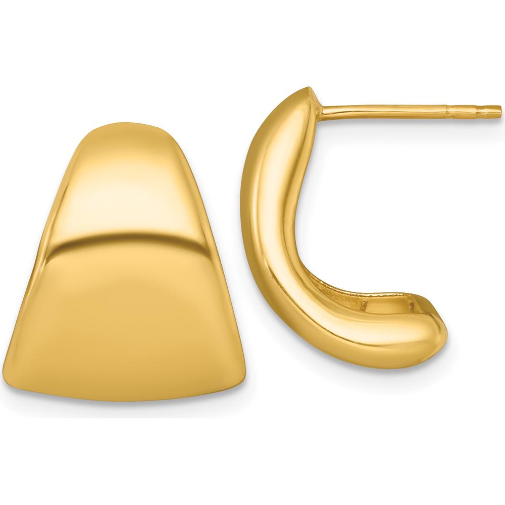 10K Yellow Gold Polished Tapered Drop Earrings with Hollow Design