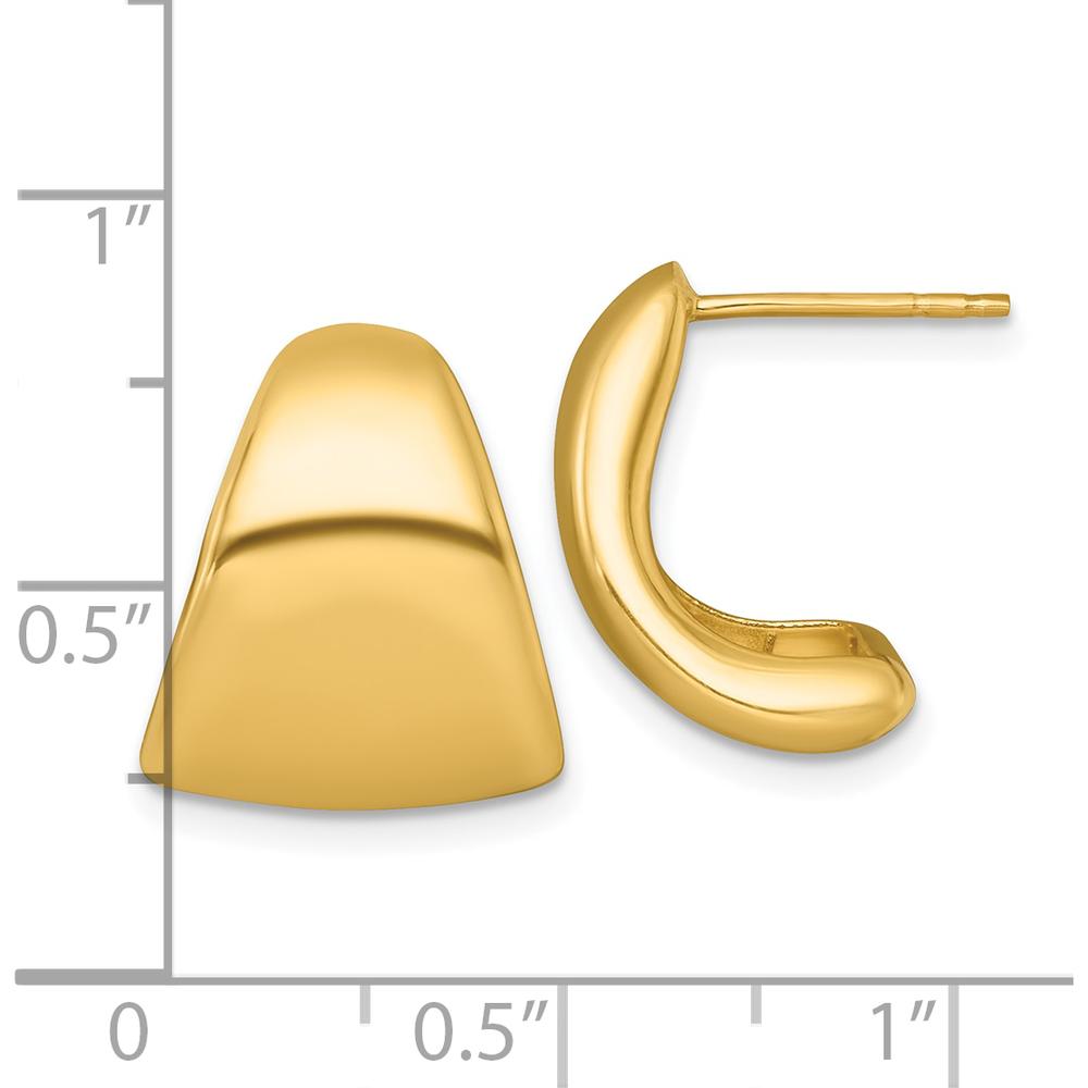 10K Yellow Gold Polished Tapered Drop Earrings with Hollow Design