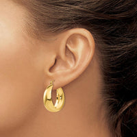 10K Yellow Gold Polished Tapered Hoop Earrings - 20mm Length