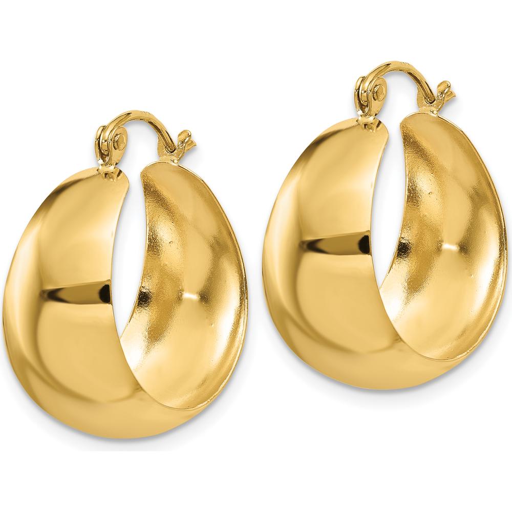 10K Yellow Gold Polished Tapered Hoop Earrings - 21.42mm Length, 10.45mm Width