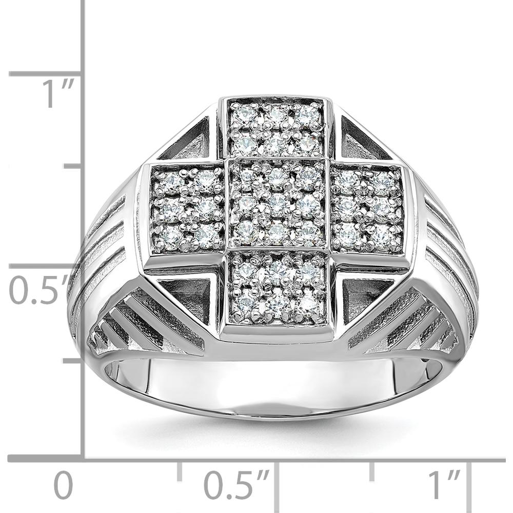 10K Yellow Gold Polished Textured Cross Cluster Ring - Men's Bold Statement Design by IBGoodman