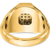 10K Yellow Gold Polished Textured Cross Cluster Ring - Men's Bold Statement Design by IBGoodman