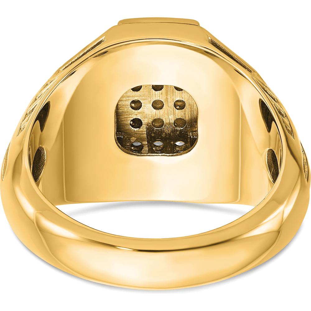 10K Yellow Gold Polished Textured Cross Cluster Ring - Men's Bold Statement Design by IBGoodman