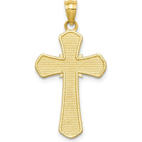 10K Yellow Gold Polished Textured Crucifix Pendant - 29.87mm Length
