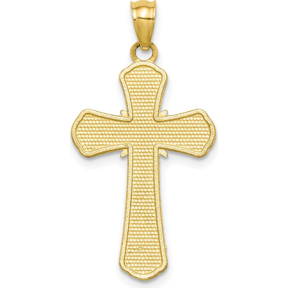 10K Yellow Gold Polished Textured Crucifix Pendant - 29.87mm Length