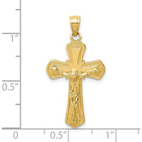 10K Yellow Gold Polished Textured Crucifix Pendant - 29.87mm Length