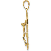 10K Yellow Gold Polished Textured Mariners Crucifix Pendant