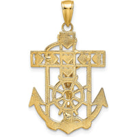 10K Yellow Gold Polished Textured Mariners Crucifix Pendant