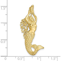 10K Yellow Gold Polished Textured Mermaid Chain Slide Pendant - 46mm Length