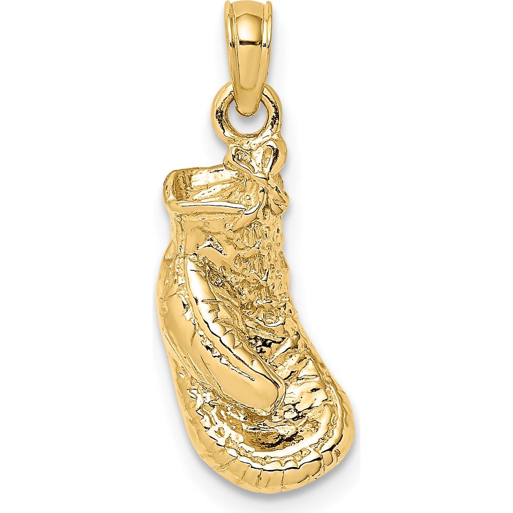 10K Yellow Gold Polished Textured Single Boxing Glove Pendant - Champion Spirit Jewelry