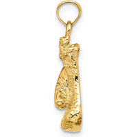 10K Yellow Gold Polished Textured Single Boxing Glove Pendant - Champion Spirit Jewelry