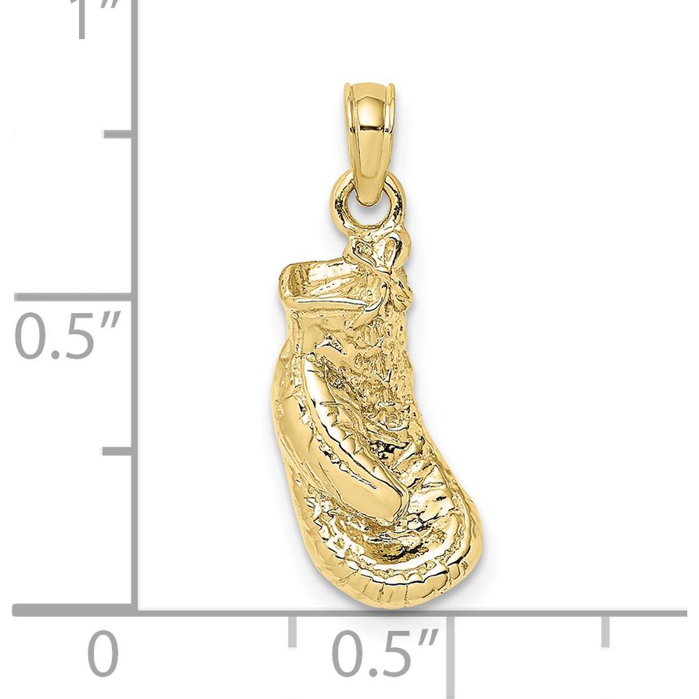 10K Yellow Gold Polished Textured Single Boxing Glove Pendant - Champion Spirit Jewelry