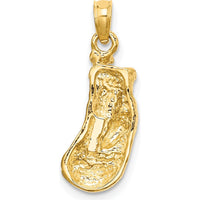 10K Yellow Gold Polished Textured Single Boxing Glove Pendant - Champion Spirit Jewelry