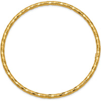10K Yellow Gold Polished Textured Slip-on Bangle Bracelet - 8", 3mm Width