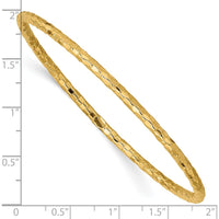 10K Yellow Gold Polished Textured Slip-on Bangle Bracelet - 8", 3mm Width