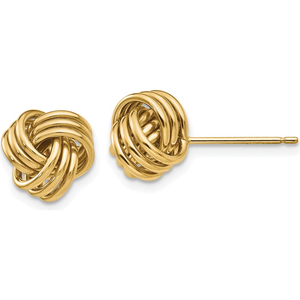 10K Yellow Gold Polished Triple Knot Button Earrings