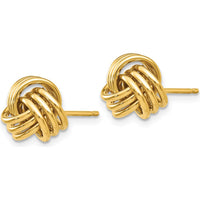 10K Yellow Gold Polished Triple Knot Button Earrings