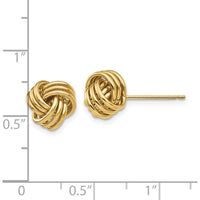 10K Yellow Gold Polished Triple Knot Button Earrings