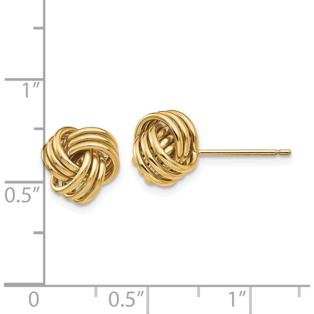 10K Yellow Gold Polished Triple Knot Button Earrings