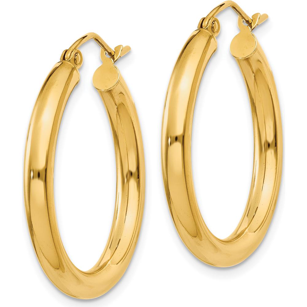 10K Yellow Gold Polished Tube Hoop Earrings - 20mm Length
