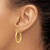 10K Yellow Gold Polished Tube Hoop Earrings - 20mm Length